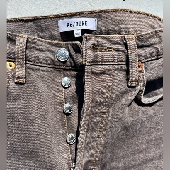 Women’s Redone Jeans Brown Straight 25 Denim Button City Open Stove Wide Boot